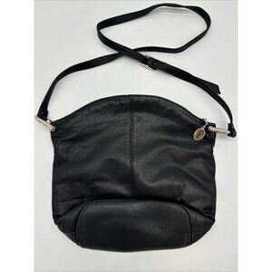 Vintage Albi Black Leather Cross Body Bag Adjustable Strap